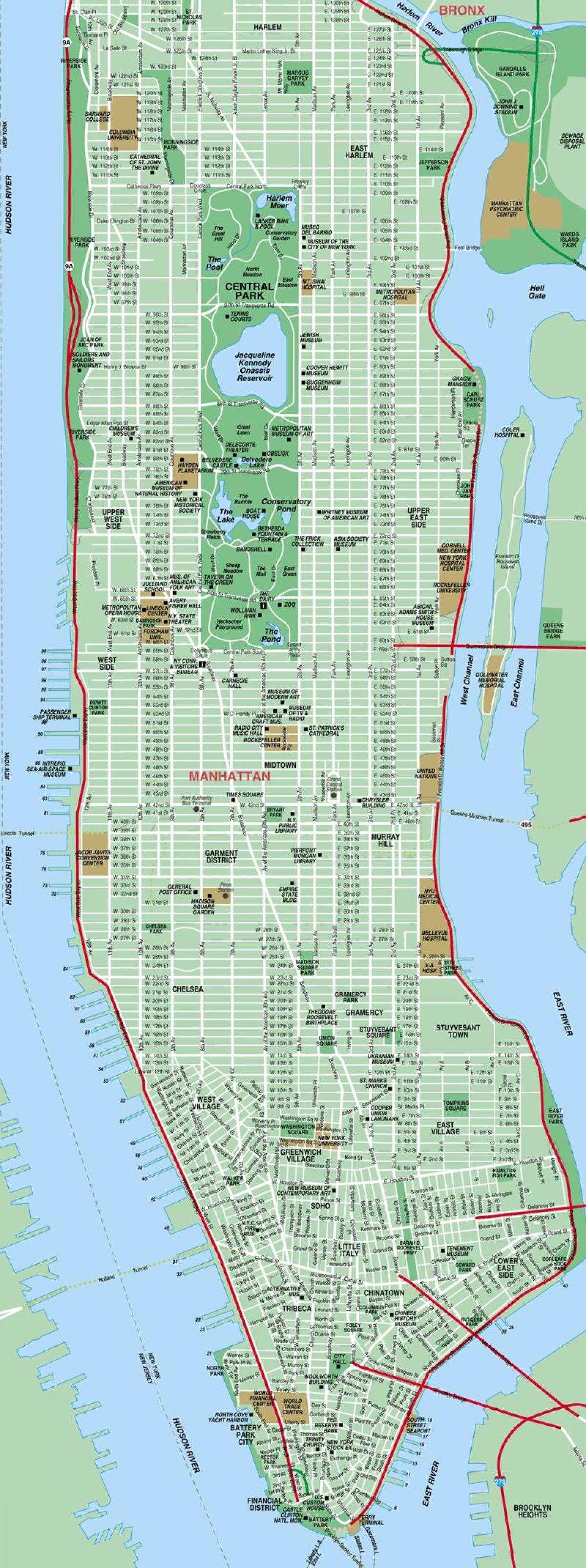نقشه خیابان های منهتن نیویورک