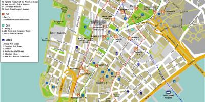 نقشه از پایین منهتن با نام خیابان