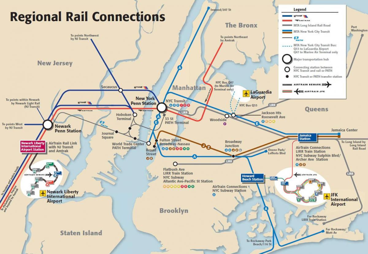 JFK به منهتن نقشه مترو