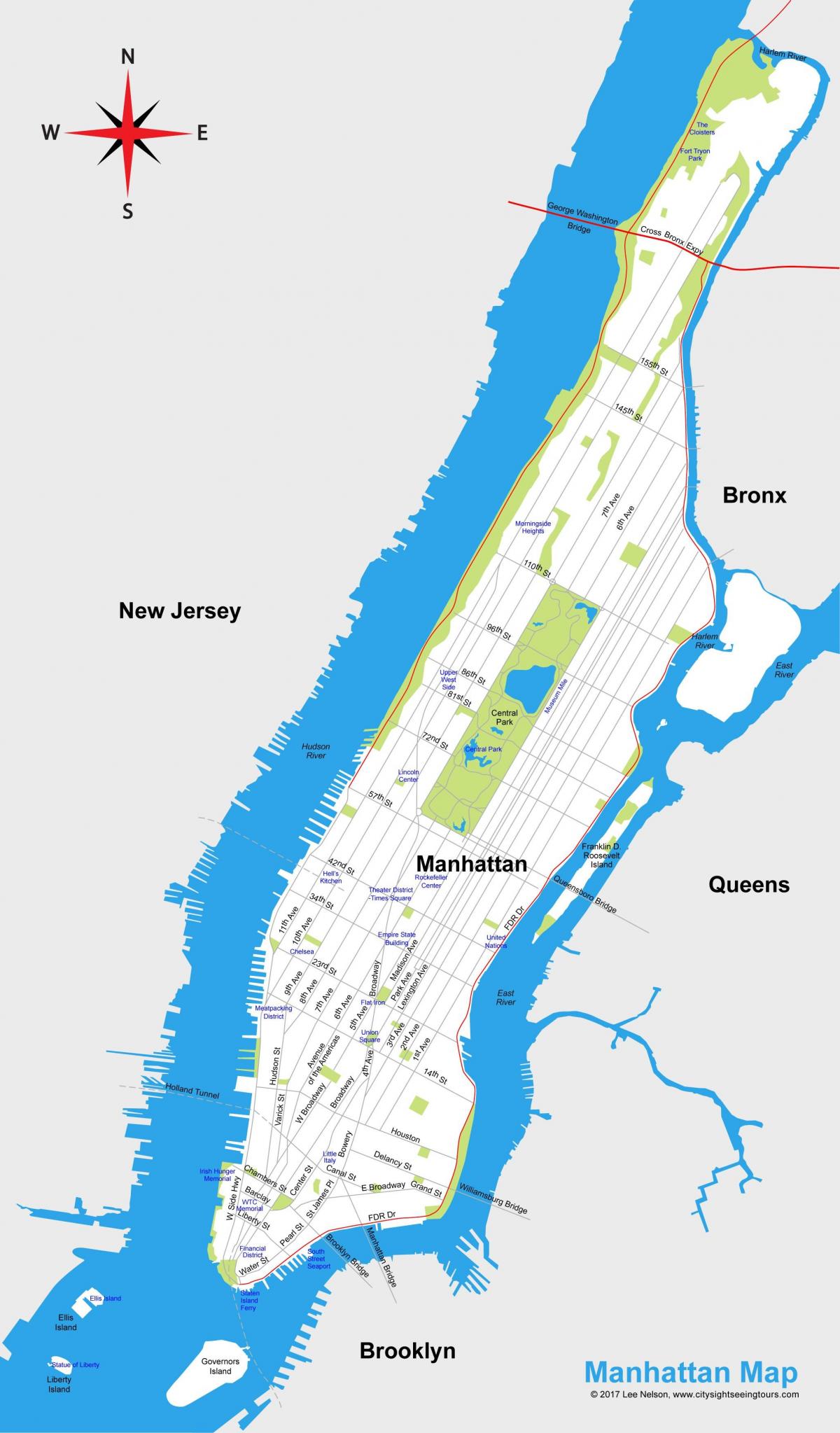 منهتن نقشه شهر قابل چاپ