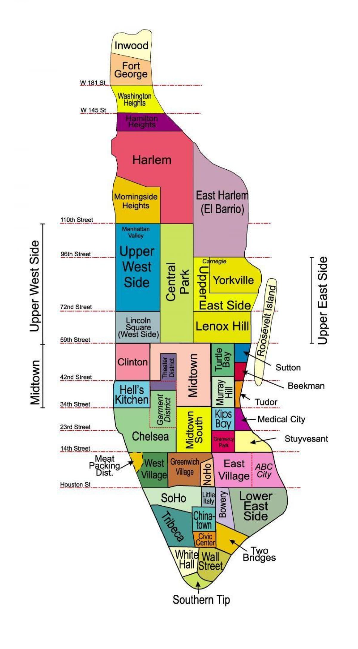 مناطق در منهتن نقشه