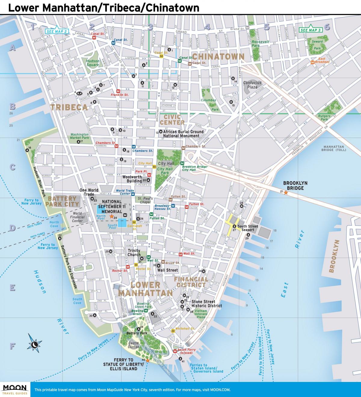 نقشه از پایین منهتن نیویورک