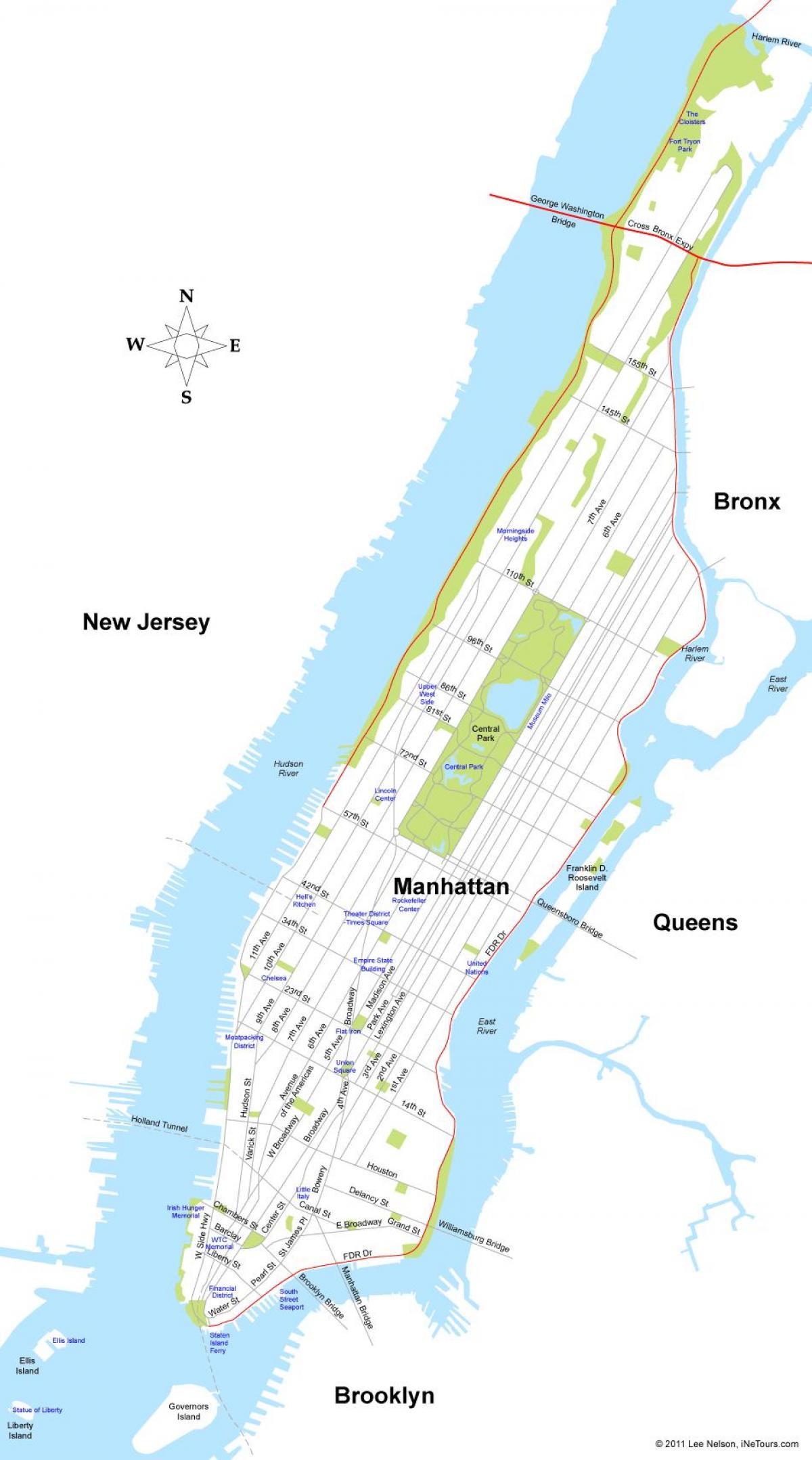 یک نقشه از منهتن نیویورک