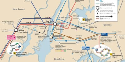JFK به منهتن نقشه مترو