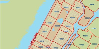 نیویورک, کد پستی, نقشه منهتن