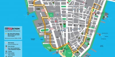 پایین منهتن تور پیاده روی نقشه