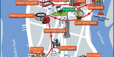 Midtown منهتن جاذبه های نقشه